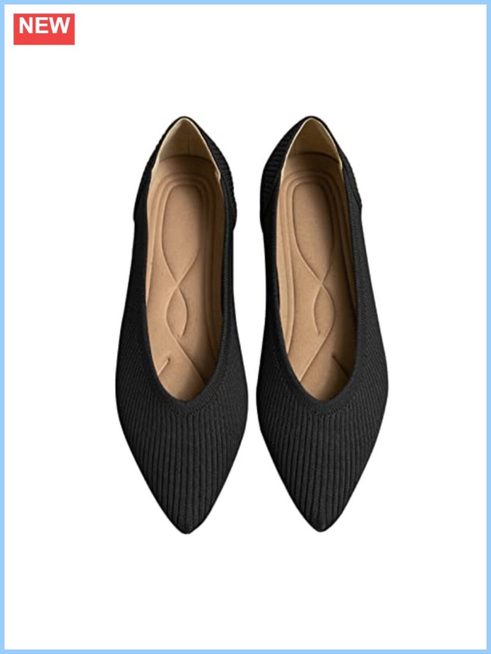 Pointed Toe Knit Ballet Flats Slip On Comfort Dressy Shoes